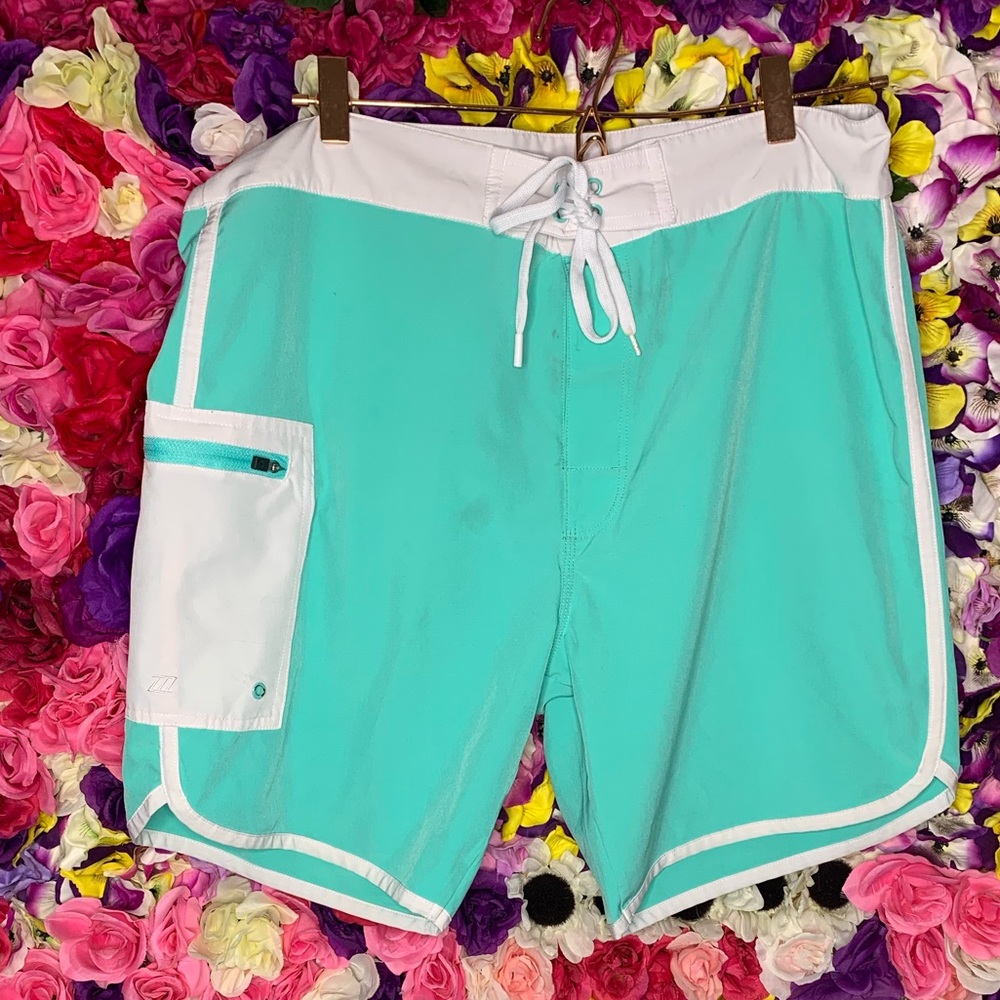 Zyia mens swim shirt teal size medium